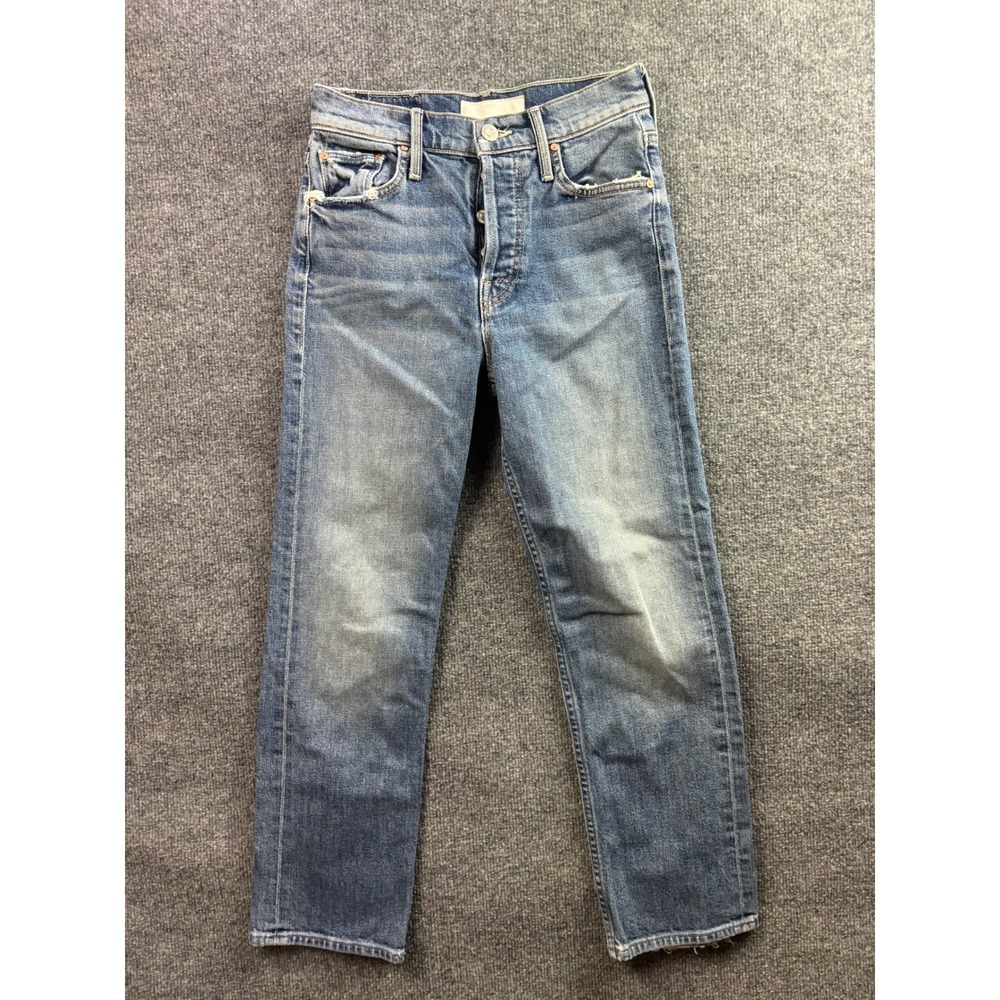 Mother Superior Tomcat Jeans Women 27 Straight High Rise Distressed Button Fly